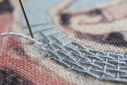 Lindisfarne Gospel using burden stitch
